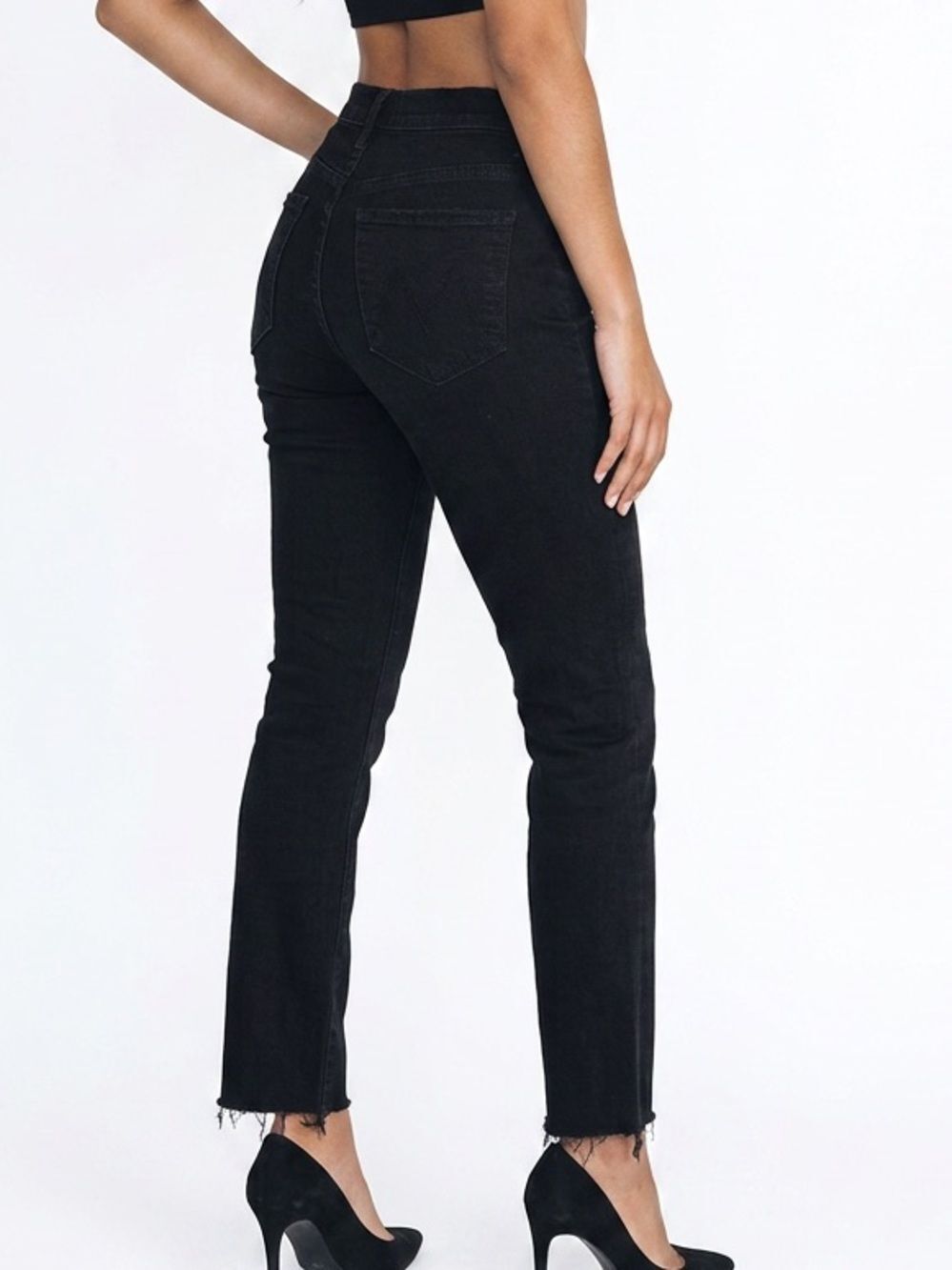 MOTHER | The Hustler Ankle Fray Black Slim Straight Jeans Women’s Size 27 (4)